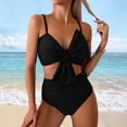 thumbnail image 2 of COMVALUE Womens Bikini Set High Waisted Swimwear Tie Knot High Rise Two Piece Swimsuits Bathing Suits (Black, M), 2 of 9