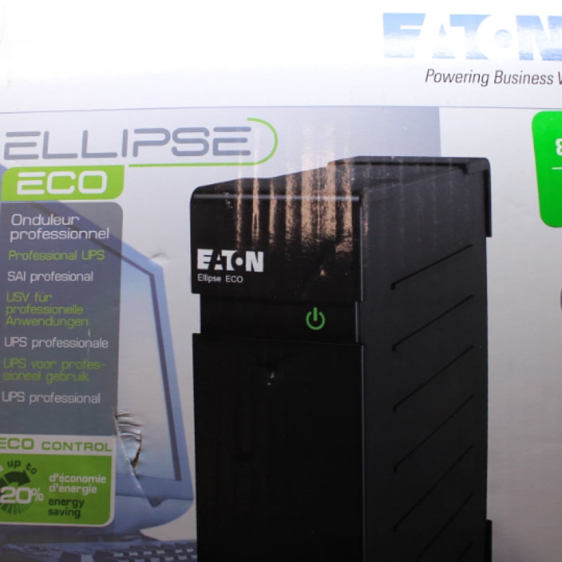 Eaton Ellipse ECO UPS USB IEC, 800 VA, 500 W, Input: C14, Outputs: (3) C13, (1) C13 surge only, Tower