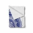 thumbnail image 2 of Mandala Soft Flannel Fleece Throw Blanket, Oriental Bohemian Composition with Flourishing Petals Motif, Cozy Plush for Indoor and Outdoor Use, 50" x 60", Navy Blue Indigo, by Ambesonne, 2 of 6