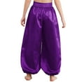 thumbnail image 4 of Haitryli Kids Girls Belly Jazz Dance Outfits Asymmetrical Shoulder Crop Top with Wide-Leg Bloomers Trousers Set Purple 12, 4 of 5