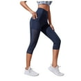 thumbnail image 3 of TGPMGRZ Women's Sheer Compression High Waisted Elastic Breathable Mesh Solid Cute Leggings Jegging Capris for Women Yoga Pants, Navy Size S, 3 of 9