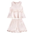 thumbnail image 1 of Hiiyo Boys Casual Summer Outfits Solid Color Sleeveless Ruffle Top Shorts Set, 1 of 8