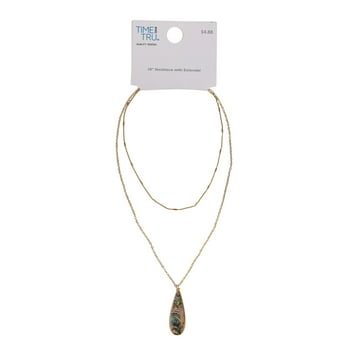 Time And Tru Women's Gold Tone Abalone Layered Pendant Necklace