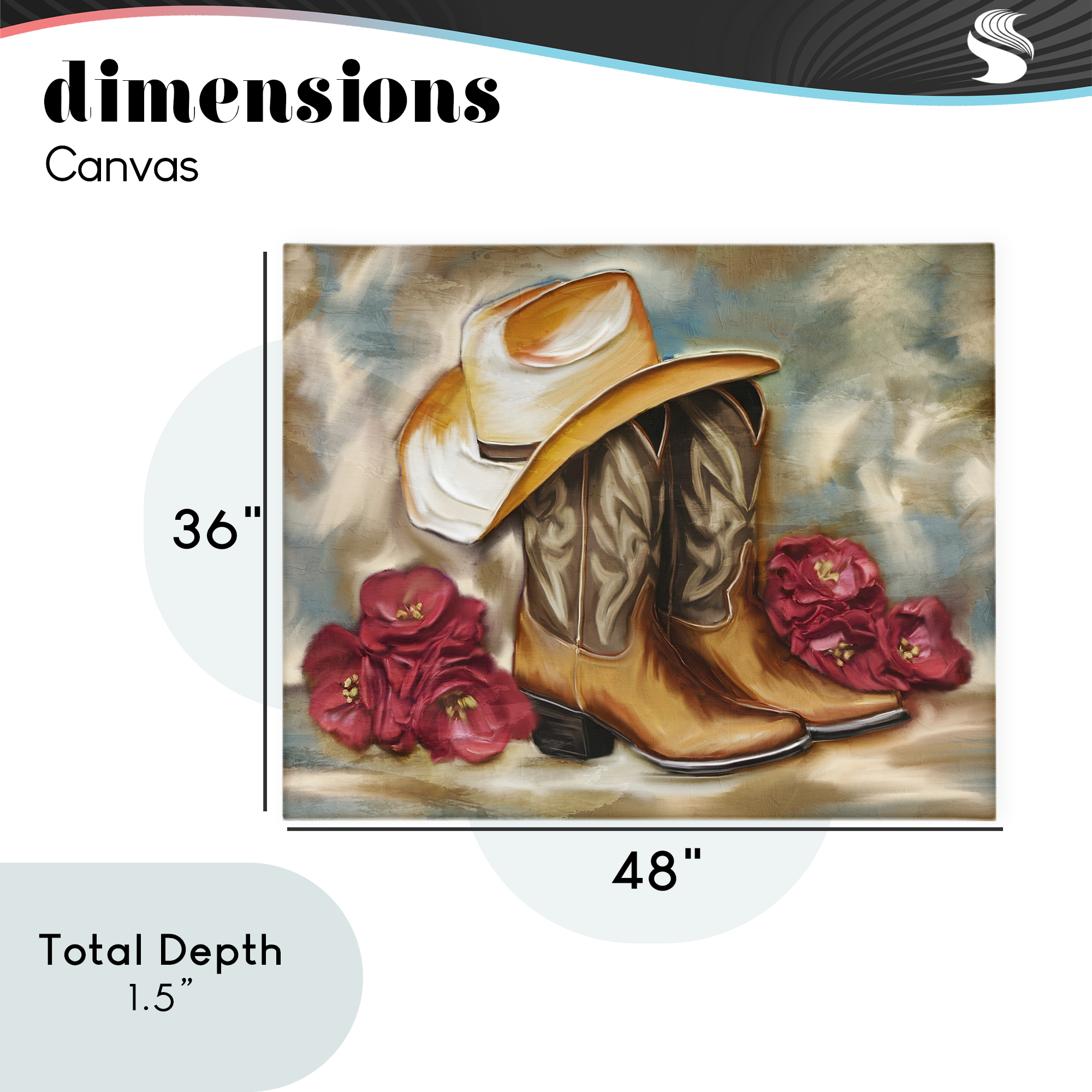 Boots & Floral Bunches Canvas Wall Art, design by Kim Allen