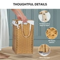thumbnail image 4 of edx Laundry Basket with Lid, 90 L Hand-Woven PP Rattan Laundry Basket with Handle, Foldable, Removable Liner, Natural, 4 of 9