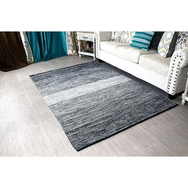 Mystiquedecors Black & White Area Rug for Living Room Indoor Outdoor Reversible Cotton Rugs