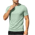 thumbnail image 3 of Ovzne Men's Big & Tall Round Neck Short Sleeve Athletic Basi T-Shirts Breathable Casual Summer Stretchy Activewear Tops S-3XL Multiple Colors, 3 of 10