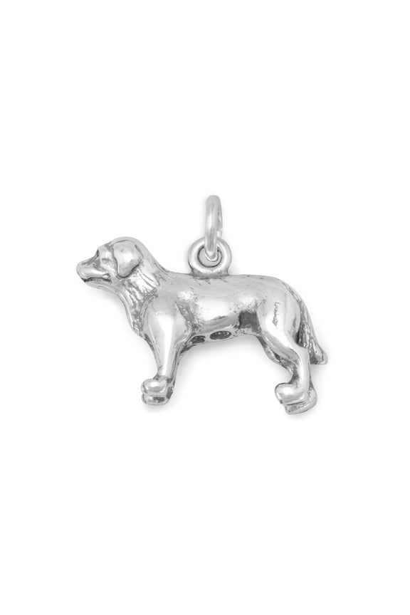 .925 Sterling Silver Oxidized "Loving Labrador!" Standing Labrador Dog Charm