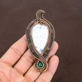thumbnail image 2 of Natural Dendrite Opal, Green Onyx Gemstone Copper Wire Wrap Pendant 3.94", 2 of 4