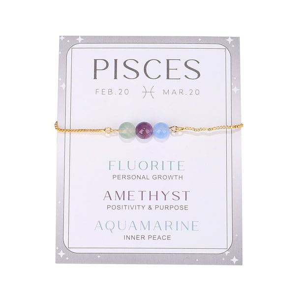 12 pulseras del zodiaco para las mujeres hombres pulseras de piedra natural de piedras preciosas del zodiaco cristales de cuentas pulseras regalos