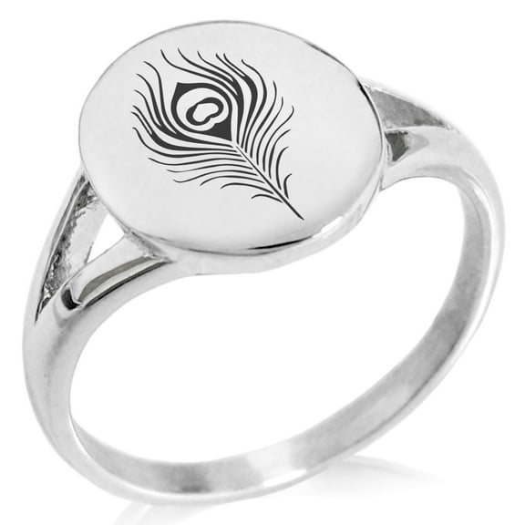 Stainless Steel Hera Greek Goddess of Marriage Minimalist Oval Top Polished Statement Signet Ring