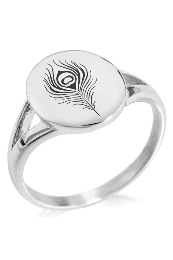 Stainless Steel Hera Greek Goddess of Marriage Minimalist Oval Top Polished Statement Signet Ring