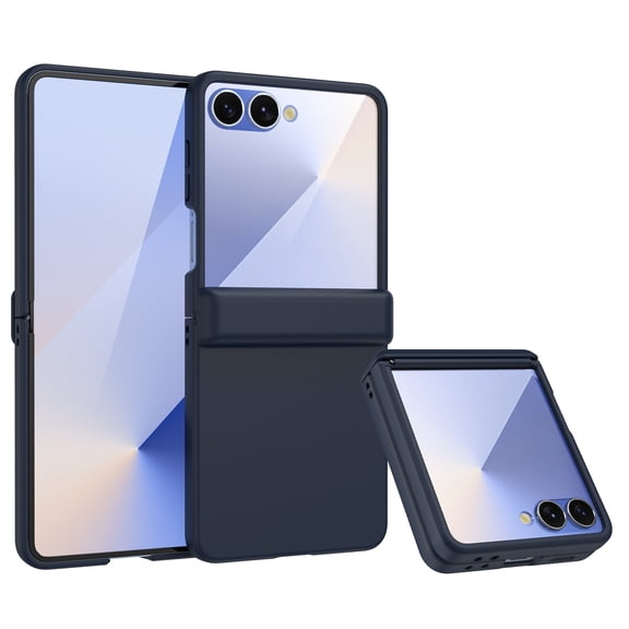 Corliven for Samsung Galaxy Z Flip8 Case, Hard PC Cover with Tempered Glass Screen Protector, Shockproof Anti-Scratch Protective Case, Darkblue