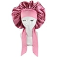 thumbnail image 2 of Women Silk Bonnet  Wide Band Satin Sleeping Cap For Long Curly Hair  Adjustable Shower Cap Soft Sleeping Hat Night Cap With Elastic Ribbon, 2 of 5
