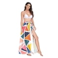 thumbnail image 2 of FORMRS Womens Long Sarong Beach Wrap Semi-Sheer Bikini Skirt Bathing Swimsuit Cover Up, Abstract Triangles, 2 of 7