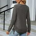 thumbnail image 7 of Scyoekwg Western Tops for Women V-Neck Side Tie Tunic Shirts Lightweight Loose Tshirt Tops for Women Trendy Long Sleeve Dressy Casual Blouse Solid Color Blouses (Dark Gray,L), 7 of 7