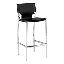 Jan 25 Inch Counter Height Chair, Gray Faux Leather, Chrome Metal Legs