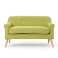 thumbnail image 6 of Pale Green Loveseat Sofa Two-Seater with Mid-Century Modern Design, Fabric Upholstery, Button-Tufted Back, Solid Wood Frame for Living Room or Bedroom, 6 of 9