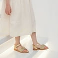 thumbnail image 5 of DADAWEN Toddler Girls Sandals Flats Open Toe Two Strap hook&loop Dress Sandals Gold 3 Little Kid, 5 of 7