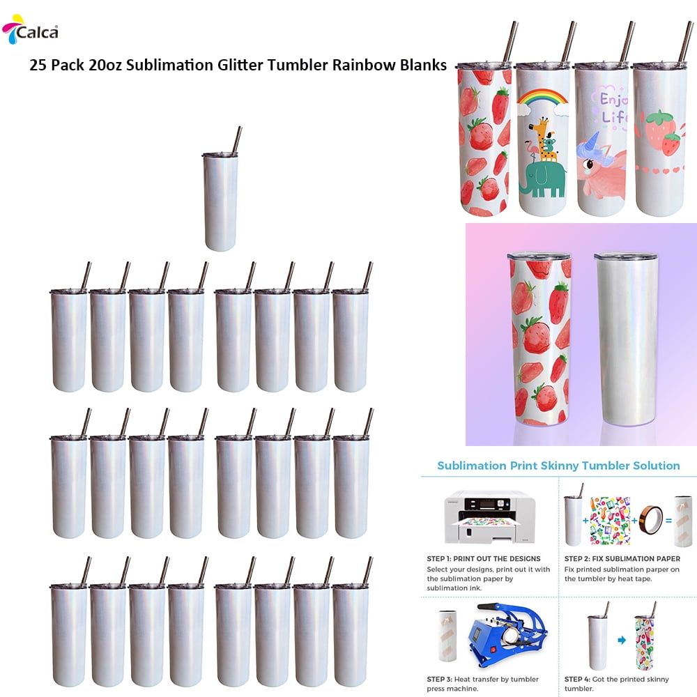 Wholesale 20 OZ Sublimation Glitter Tumbler Rainbow White Blank Straight  Skinny Tumbler Cups Manufacturer and Supplier