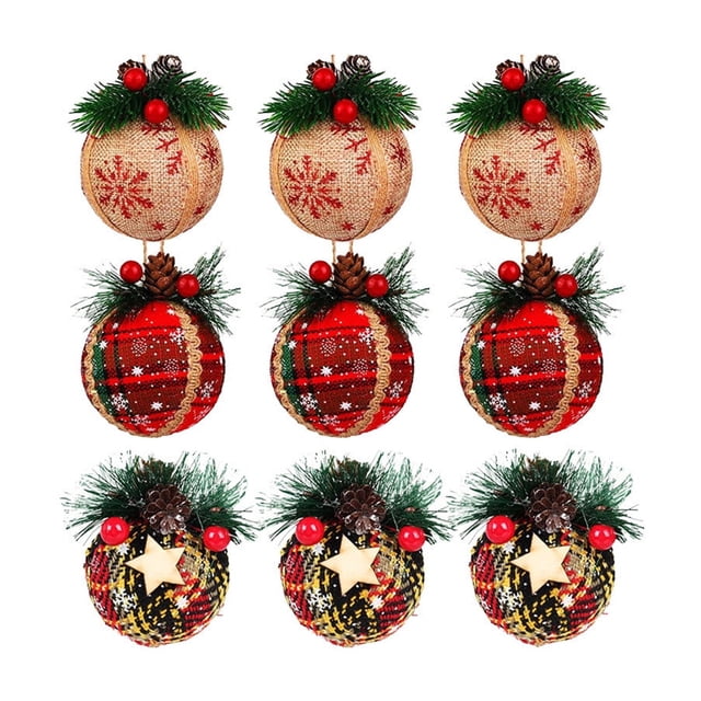 Décorations de Sapin de Noël Sac en Tissu de Noël à Carreaux Rouges 8Cm Décorations Suspendues en Mousse de Noël. Sapin de Noël Blanc