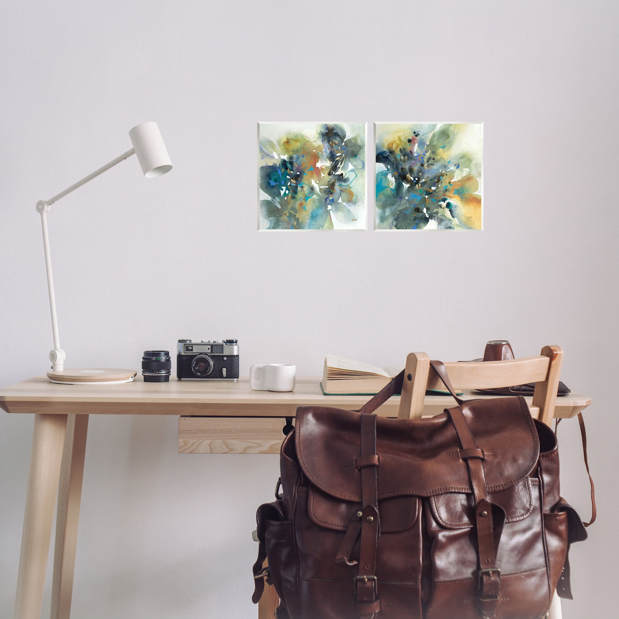Stupell Industries Layered Faded Abstracts Abstract Painting Unframed Art Print Wall Art, 12 x 12, Set of 2