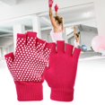 thumbnail image 4 of Guantes antideslizantes para yoga con medio dedo, transpirables, para ejercicio físico, deportes (rojo rosa), 4 of 8