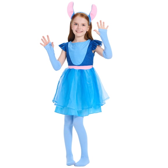 Hawaiian Animal Costume for Girls with Ears Headband Accessories Cartoon Dog Tulle dress Halloween