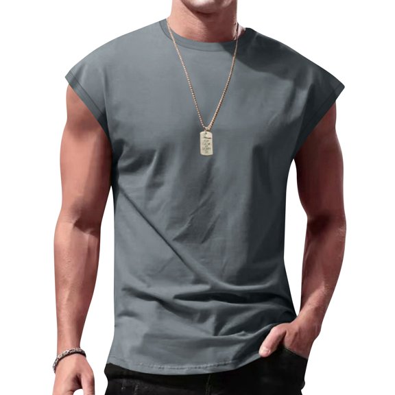 WULMLEO Mens Sleeveless Tank Tops Workout Muscle Athletic Cut Off Tee Shirts Casual Loose Lightweight Running Gym Sports Shirts Gray 2XL