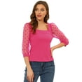 thumbnail image 1 of INSPIRE CHIC Blouse Décontractée à Col Carré pour Femmes Manches 3/4 en Maille Rose Vif G, 1 of 4