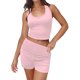 thumbnail image 3 of Conjuntos de 2 Piezas para Mujer: Conjuntos de Estar por Casa A Juego, Top con Lazo y Cuello Halter, y Pantalones Cortos de Cintura Alta. Rosa S, 3 of 8