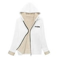 thumbnail image 4 of XPMWRP Women's Oversized Zip Solid Color Casual Hooded Fleece Jacket Unisex Fall Winter Warm Plush Lined Sherpa Long Sleeve Coat White XL, 4 of 8