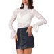 thumbnail image 4 of TOP Casual de Cuello Mock de Encaje Floral y Malla Sheer para Mujeres INSPIRE CHIC Talla XS Blanca, 4 of 6