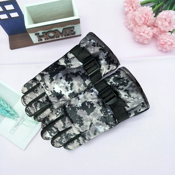 Akiihool Winter Gloves for Kids Kids Knit Gloves Full Fingers Winter Gloves Warm Wool Lined Gloves Toddler Thermal Knitted Mittens (Grey,One Size)