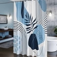 thumbnail image 6 of Blue Boho Shower Curtain, Medieval Leaves Geometric Lines Abstract Waterproof Shower Curtain Set with 12 Hooks Lightweight Bath Curtains Fabric Bathroom Decor 60x72 Inches, 6 of 9