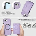 thumbnail image 5 of Dteck Magnetic Detachable Wallet Case for iPhone 16e,Luxury Leather 2 in 1 Case Compatible with Mag Safe Card Slot Pocket Stand Shockproof Cover for iPhone 16e,Purple, 5 of 5