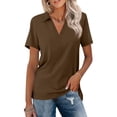 thumbnail image 2 of Hearthz Brown Woman Polo Shirt Short Sleeve Collared Uniform Women's Shirt Business Casual Golf Shirt Work Tops, 2 of 5