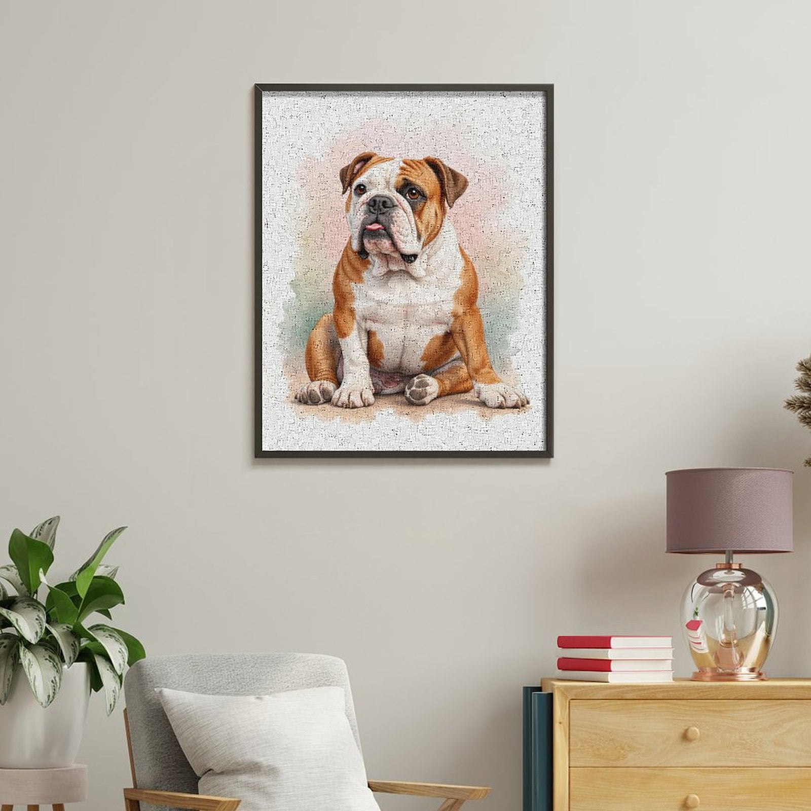 Paint by Numbers Kit for Adults, Bulldog Portrait Colorful Art Paint by Numbers, Easy Paint by Numbers Kit for Adults Beginner, DIY Adult Paint by Number Kits on Canvas, 12x16in Home Decor