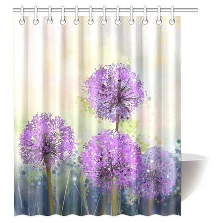 Mypop Beautiful Purple Flowers Shower Curtain Oil Painting Mypop Beautiful Purple Flowers Shower Curtain Oil Painting Onion Flower Bathroom Set