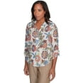 thumbnail image 3 of Alfred Dunner Womens Batik Floral Button Front Top, 3 of 4