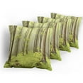 thumbnail image 5 of Ambesonne Forest Throw Pillow Cover 4 Pack, Misty Spring Nature, 16", Green Beige, 5 of 7