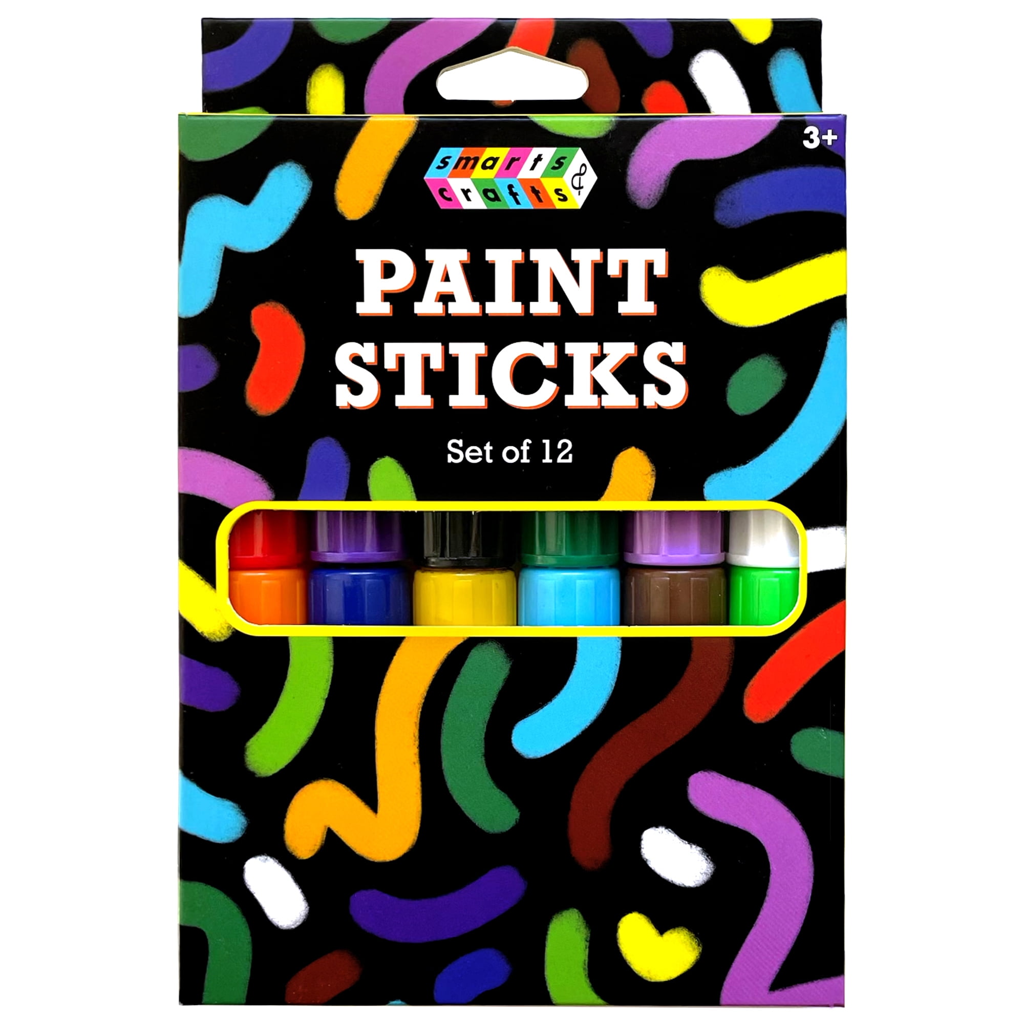 Smarts & Crafts Bold and Bright Quick Dry Paint Sticks, 12 Count, Multi-Color