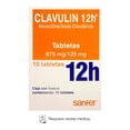 thumbnail image 1 of Clavulin Amoxicilina 875 mg / Ácido Clavulánico 125 mg 10 tabletas, 1 of 3