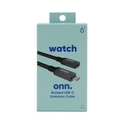 onn USB-C to USB-C Cable (6 Feet) - 10Gbps Fast Data Sync, 4K 60Hz Video, 240W Fast Charging, Nylon Braided