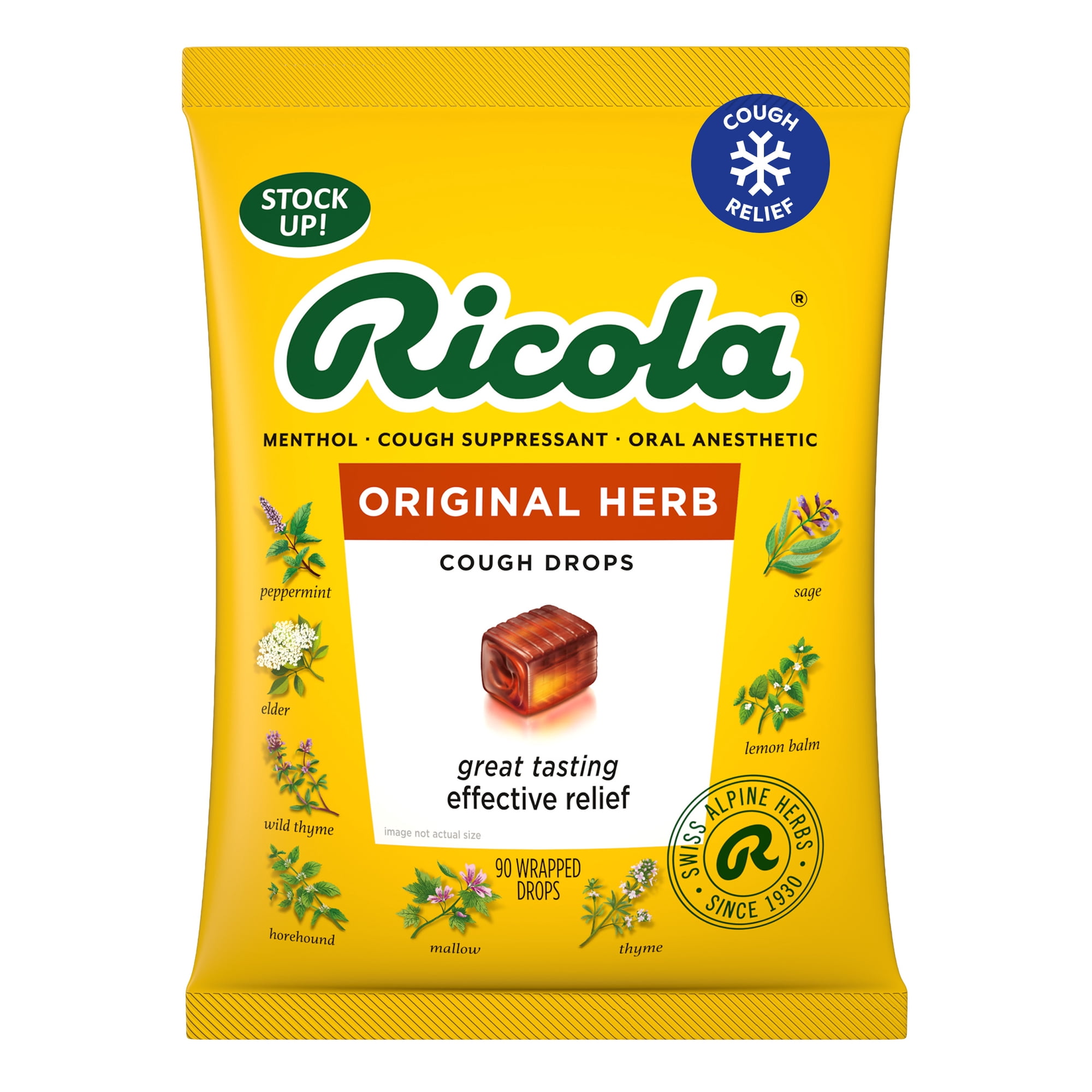 Ricola Original Herb Cough Drops, Soothing Relief for Coughs and Sore Throat, 90 Count