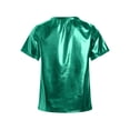 thumbnail image 2 of Hansber Kids Girls Shiny Metallic Crop Tops Dancewear Short Sleeves Dancing Shirts for Hip Hop Modern Jazz Green 150, 2 of 5