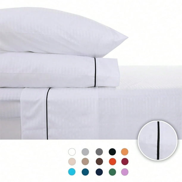 Juego de Sábanas Individual 2800 Hilos Extra Suave Premium Textura Rayada Soft Nature