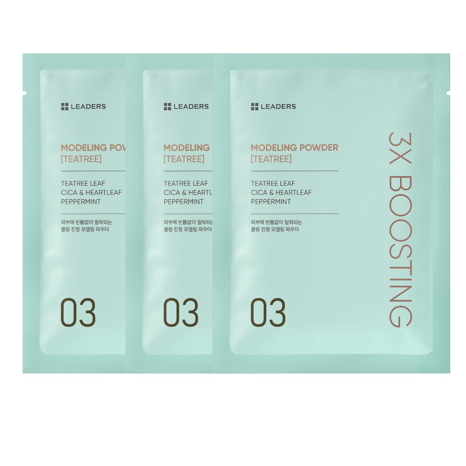 LEADERS 3X Boosting Modeling Mask | 3-Step Korean Skincare with Vitamin, Tea Tree & Collagen | Soothing, Hydrating & Comforting for Irritated Heated Skin | Relieve Skin Sensitivity - 3 Pack (Teatree)