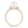 thumbnail image 2 of Angara Japanese Akoya Cultured Pearl Collar Ring with Diamonds in 14K Rose Gold for Women | June Birthstone Jewelry for Her, 2 of 8