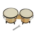 thumbnail image 2 of Bongo Drums Wooden Percussion Instrument Drum Set Including 5.5 Inch & 6 Inch Drums Natural Finish Children Toy with Tuning Wrench, 2 of 6